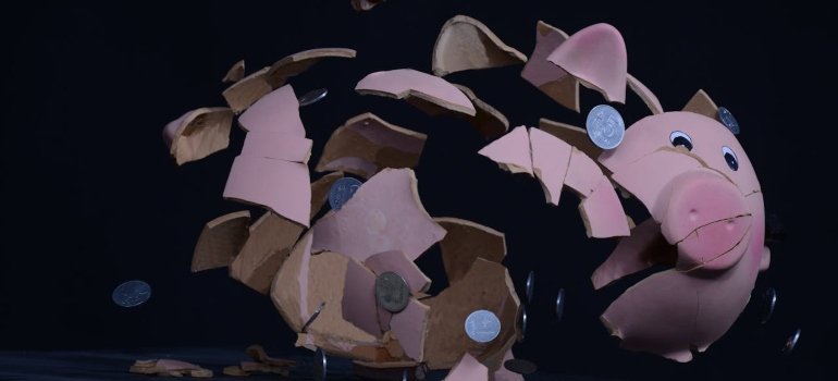 A broken piggy bank 