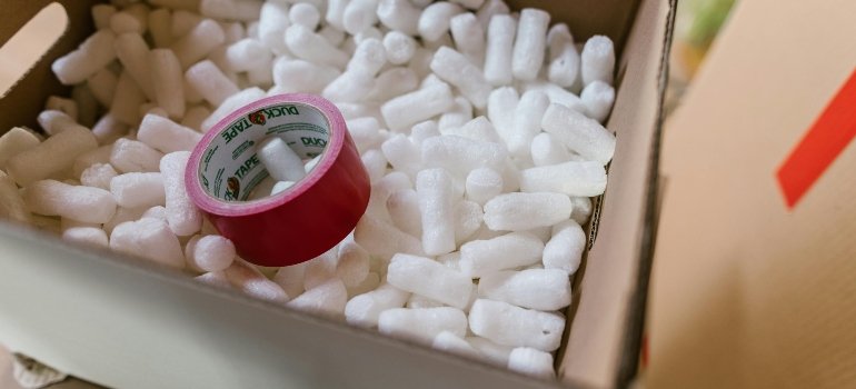 a box  with packing supplies