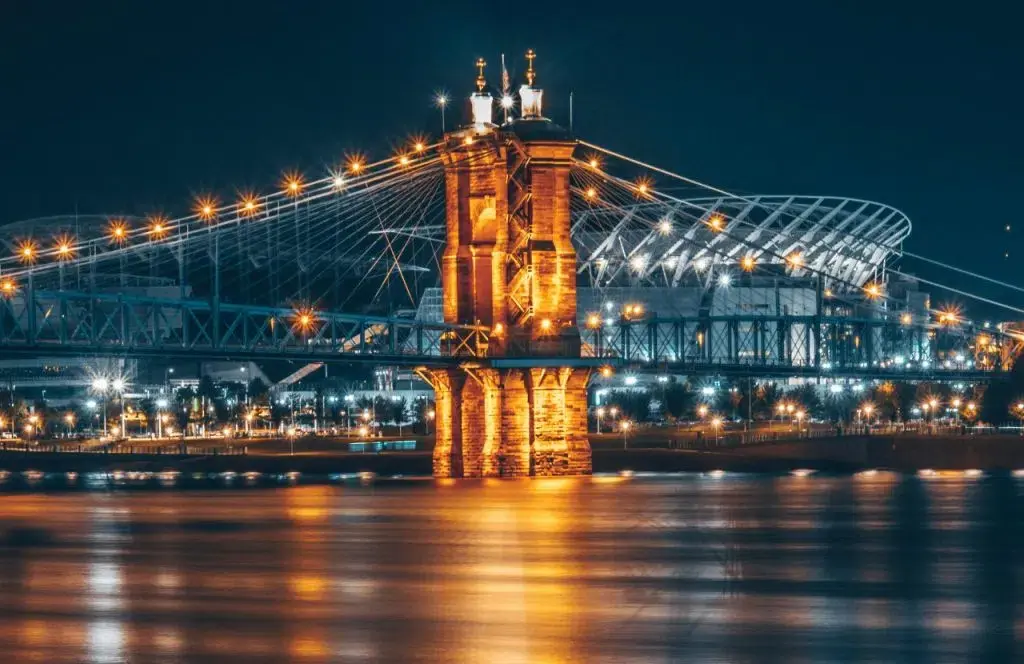 a nighttime cityscape in Ohio, US