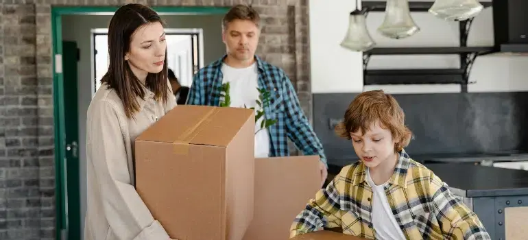 Family unpacking after a move