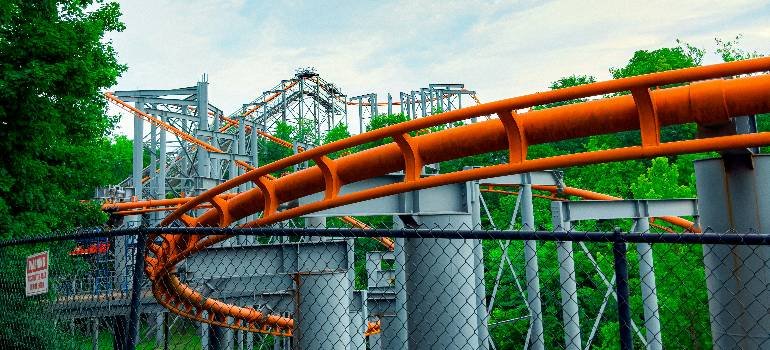 Roller coaster track in Kings Island Mason OH