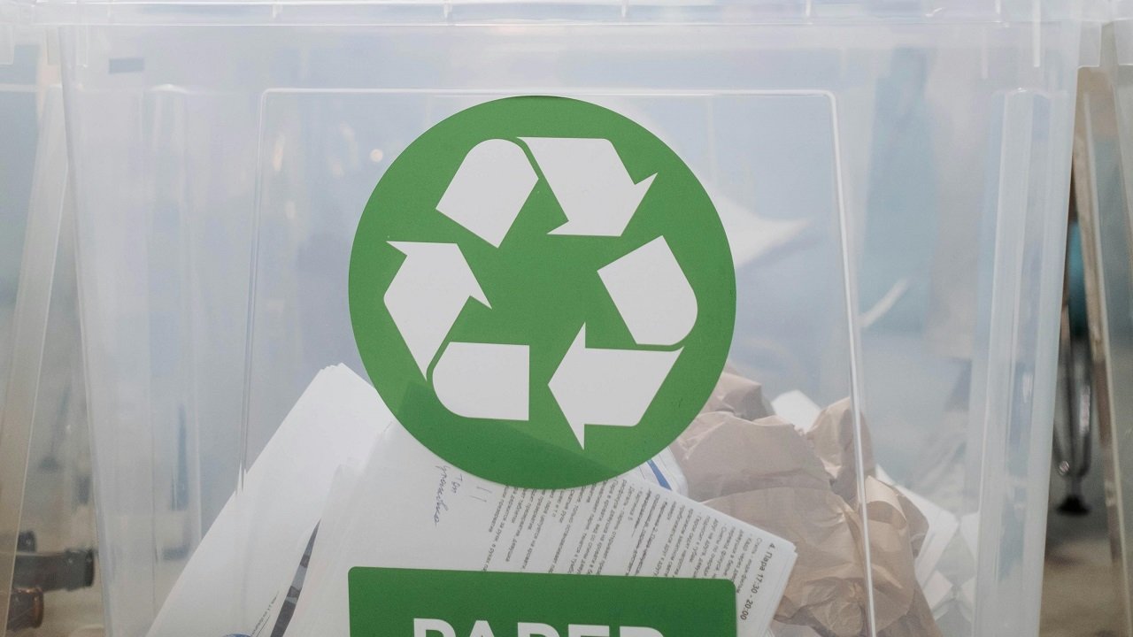 Bin holding leftover packing materials after moving to Cincinnati