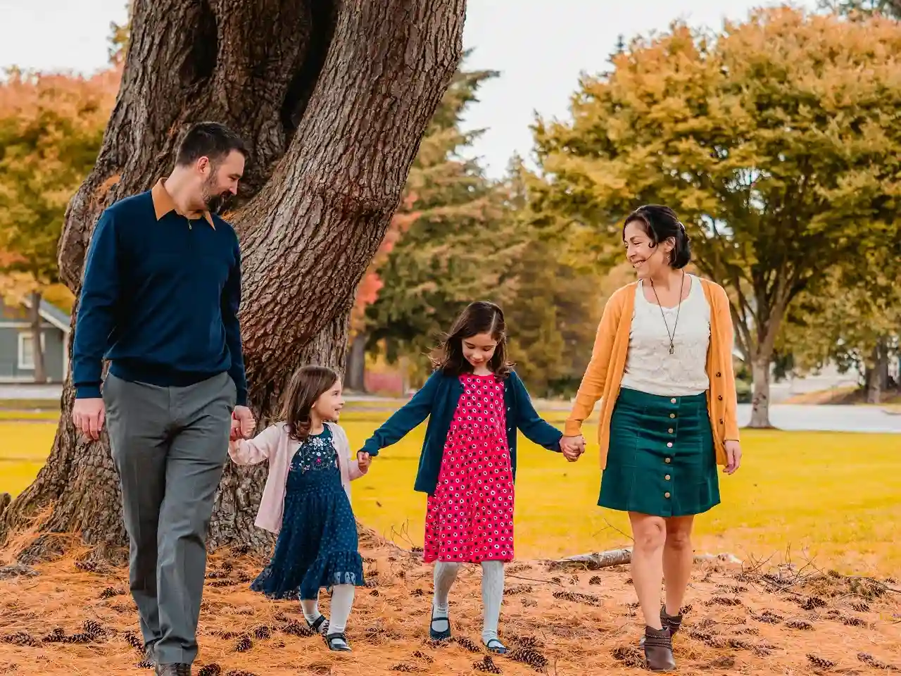 a family spending time outside in the Fall
