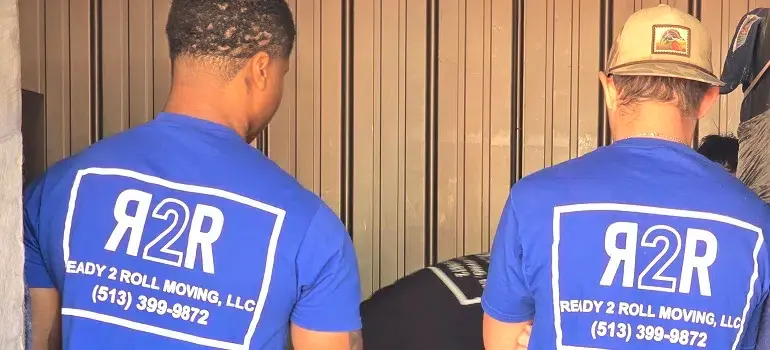 Lebanon movers organizing items inside storage unit