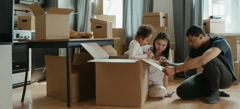 A family packing for a move