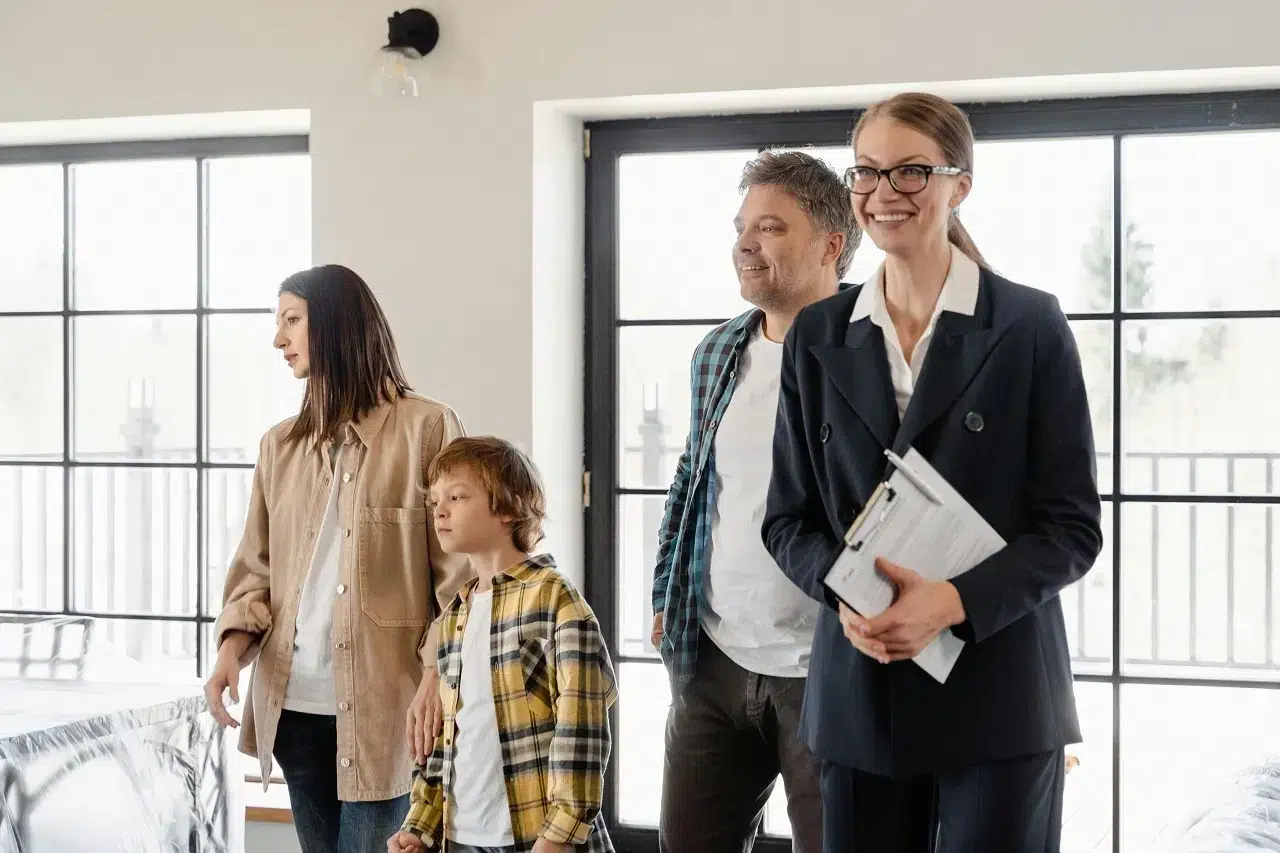 Real estate agent guiding a family who is moving along the US 22 corridor
